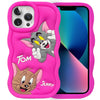 iPhone 13 Pro Tom and Jerry 3D Cartoon Silicone Soft Back Cover Case