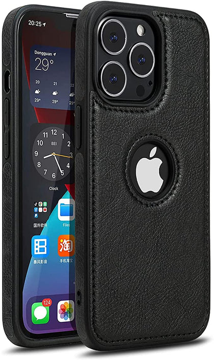iPhone 13 Pro Luxury Leather Case Protective Back Cover (Black)