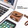 LiKGUS for Apple AirPods 1 & 2 Case Snap Closure Leather Protective Cover with Holding Strap (Brown)