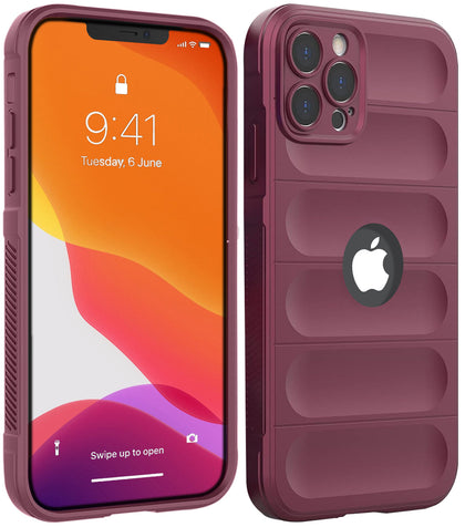 iPhone 13 Pro Max Rugged Armor Hybird Silicone Back Cover Case Maroon