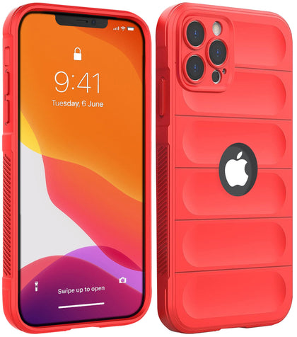iPhone 15 Pro Rugged Armor Hybird Silicone Back Cover Case Red