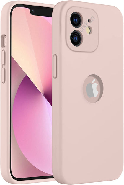 iPhone 11 Silicone Back Case Cover Anti-Shock Full Body Protection With Logo View (Sand Pink)