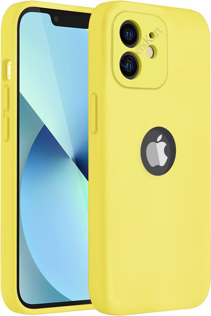 iPhone 11 Silicone Back Case Cover Anti-Shock Full Body Protection With Logo View (Yellow)
