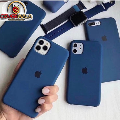 iPhone 14 Liquid Silicone Microfiber Lining Soft Back Cover Case Midnight Blue