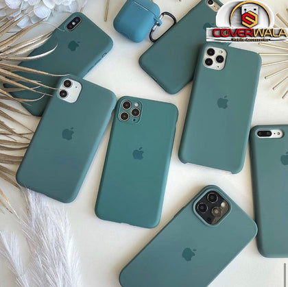 iPhone 15 Plus Liquid Silicone Microfiber Lining Soft Back Cover Case Pine Green