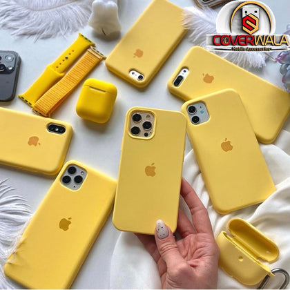 iPhone 15 Plus Liquid Silicone Microfiber Lining Soft Back Cover Case Yellow