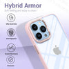 iPhone 14 Pro Max New Ultra Hybird Transparent Anti-Drop Metal Lens Protective Back Case Cover (Sand Pink)