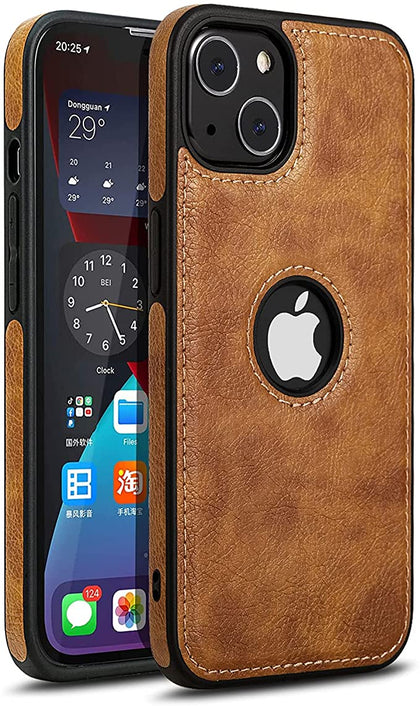 iPhone 14 Luxury Leather Case Protective Back Cover (Brown )