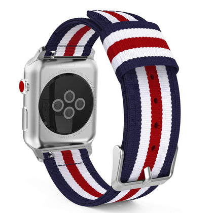 LiKGUS Apple Watch Loop Nylon Band Sport Strap 45mm 42mm 44mm Series 7 / 6 / SE /5 / 4 / 3 (Blue & White & Red)