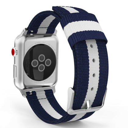 LiKGUS Apple Watch Loop Nylon Band Sport Strap 45mm 42mm 44mm Series 7 / 6 / SE /5 / 4 / 3 (Blue & White)