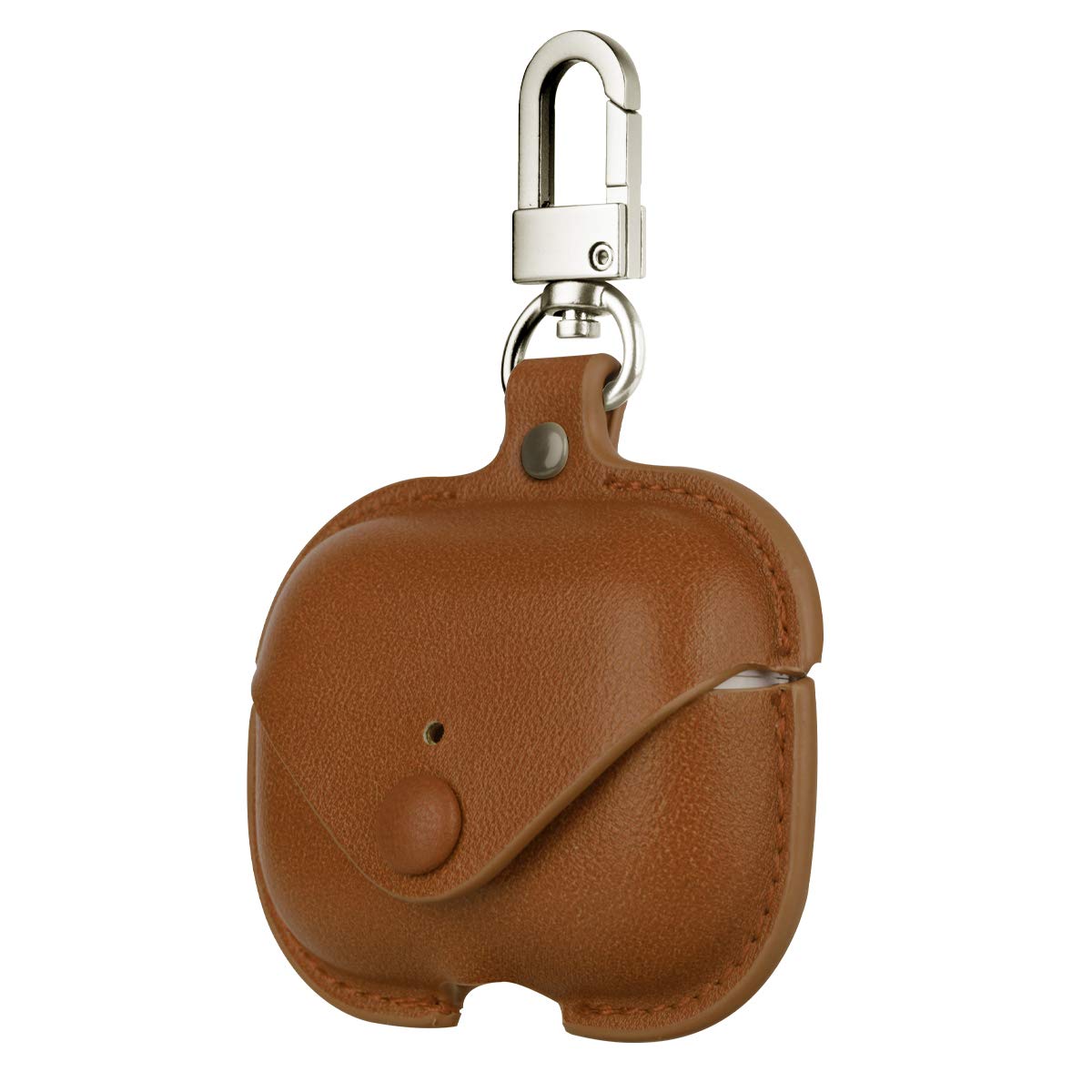 LiKGUS Soft Case for Airpods Pro Accessories Key Luxury Leather Storage Bag Earphone Cover with Keychain Charging Case (Airpod Not Included) (Brown)