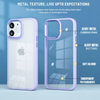 iPhone 12 New Ultra Hybird Transparent Skin Anti-Drop Metal Lens Protective Back Case Cover (Purple)