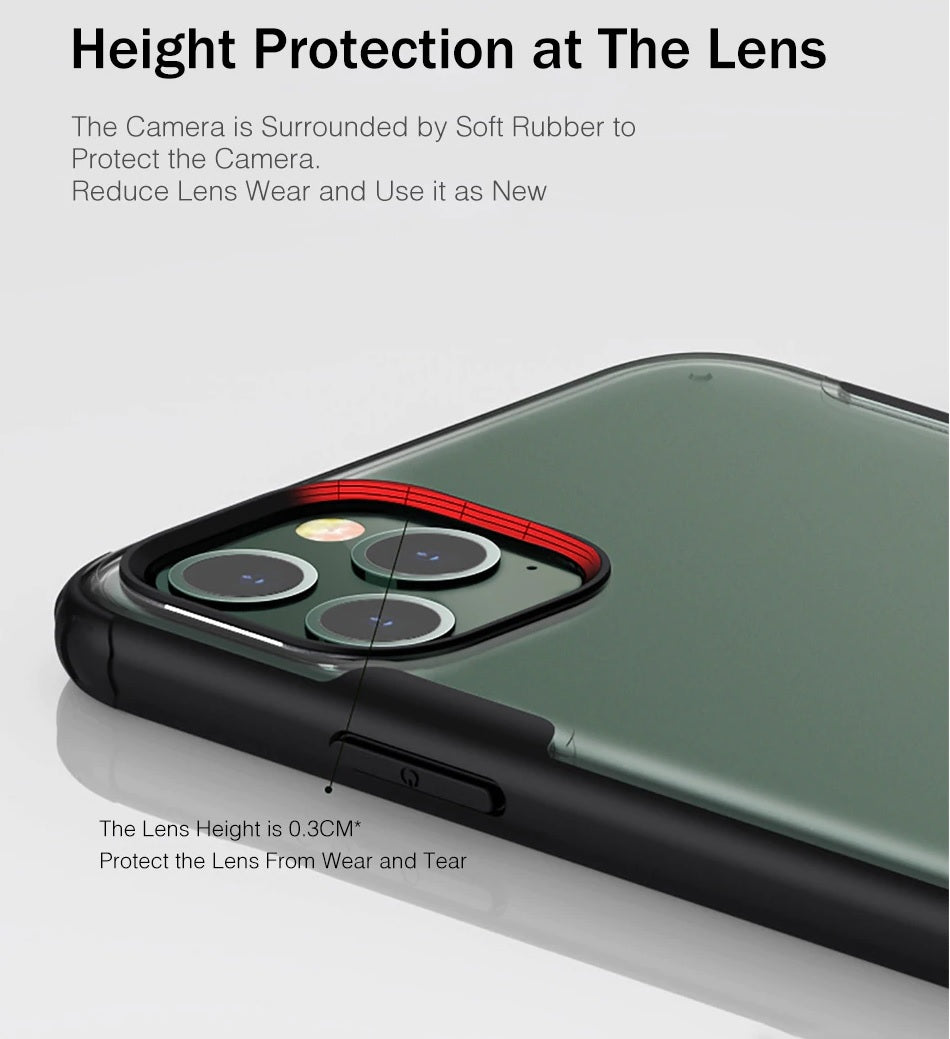 LIKGUS® for iPhone 12 (6.1 inch), Matte Semi Transparent Shockproof Anti Slip Case Cover with Camera and Screen Protection Back Case Cover (Dark Green)