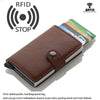 Carrken RFID Blocking Business Credit / Debit Card Holder Automatic Pop Up Aluminum Leather Wallet (FL30)