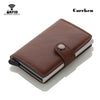 Carrken® RFID Blocking Business Credit / Debit Card Holder Automatic Pop Up Aluminum Leather Wallet (FL30)