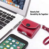 LiKGUS for Apple AirPods 1 & 2 Case Snap Closure Leather Protective Cover with Holding Strap (Red)