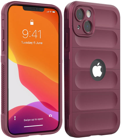iPhone 14 Plus Rugged Armor Hybird Silicone Back Cover Case Maroon