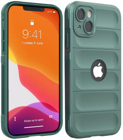 iPhone 13 Rugged Armor Hybird Silicone Back Cover Case Green