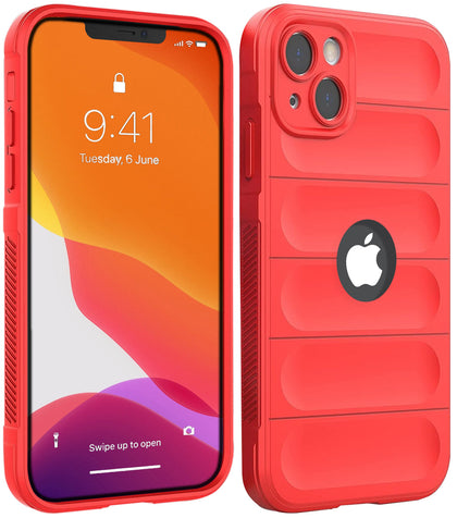 iPhone 13 Rugged Armor Hybird Silicone Back Cover Case Red