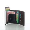 CarrKen Vegan Original Leather RFID Blocking Business Credit / Debit Card Holder Automatic Pop Up Aluminum  Wallet (FL20)