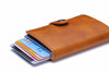 Carrken RFID Blocking Business Credit / Debit Card Holder Automatic Pop Up Aluminum Leather Wallet (FL30)