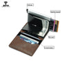 CarrKen Vegan Original Leather RFID Blocking Business Credit / Debit Card Holder Automatic Pop Up Aluminum  Wallet (FL20)