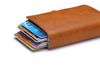 Carrken® RFID Blocking Business Credit / Debit Card Holder Automatic Pop Up Aluminum 2 Box Leather Wallet (FM910)