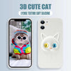 iPhone 12 Pro Cute Cat 3D Cartoon Multicolor Eyes Leather PU Case Back Cover