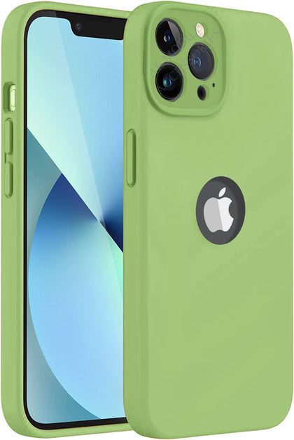 iPhone 13 Pro Max Silicone Back Case Cover Anti-Shock Full Body Protection With Logo View (Macha Green)