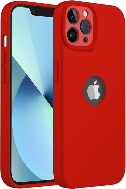 iPhone 14 Pro Max Silicone Back Case Cover Anti-Shock Full Body Protection With Logo View (Red)