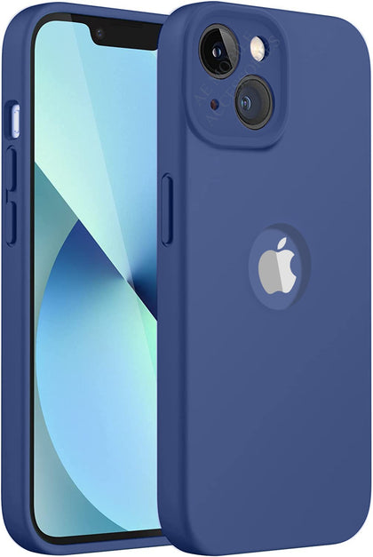 iPhone 14 Silicone Back Case Cover Anti-Shock Full Body Protection With Logo View (Midnight Blue)