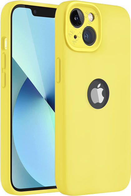 iPhone 13 Silicone Back Case Cover Anti-Shock Full Body Protection With Logo View (Yellow)