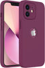 iPhone 12 Silicone Back Case Cover Anti-Shock Full Body Protection With Logo View (Plum)
