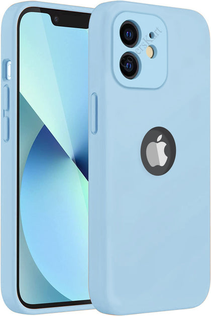 iPhone 11 Silicone Back Case Cover Anti-Shock Full Body Protection With Logo View (Serria Blue)
