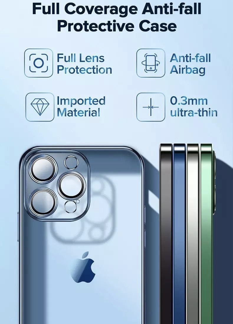 iPhone 12 Pro Max Crome Lens Transparent Camera Protection Case TPU Soft Back Cover