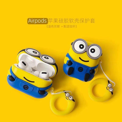 LiKGUS for Apple AirPods 1 & 2 Case Cartoon MINION Silicone Case Cover