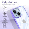 iPhone 13 New Ultra Hybird Transparent Skin Anti-Drop Metal Lens Protective Back Case Cover (Purple)