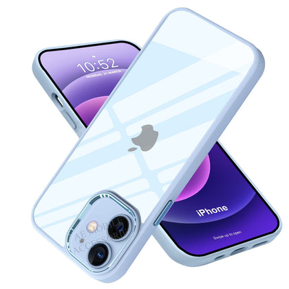 iPhone 11 New Ultra Hybird Transparent Skin Anti-Drop Metal Lens Protective Back Case Cover (Serria Blue)
