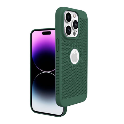 iPhone 15 Pro Max Heat Dissipation Grid Slim Back Cover Case Green