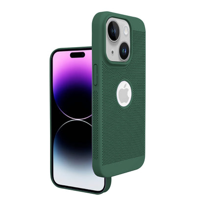 iPhone 14 Plus Heat Dissipation Grid Slim Back Cover Case Green