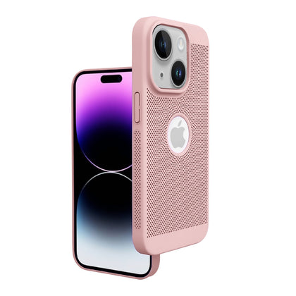 iPhone 14 Plus Heat Dissipation Grid Slim Back Cover Case Sand Pink