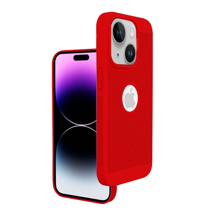 iPhone 14 Plus Heat Dissipation Grid Slim Back Cover Case Red
