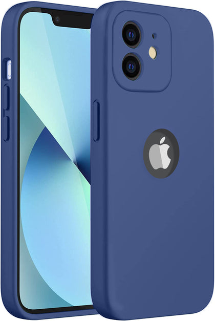 iPhone 12 Silicone Back Case Cover Anti-Shock Full Body Protection With Logo View (Midnight Blue)