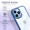 iPhone 12 Pro New Ultra Hybird Transparent Skin Anti-Drop Metal Lens Protective Back Case Cover (Blue)